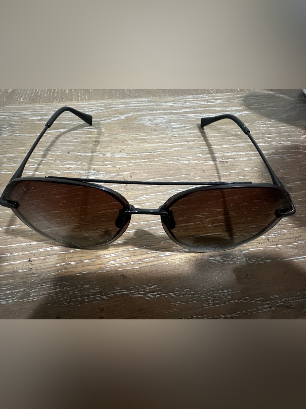 DIFF Black And Brown Aviator Sunglasses Great QUALITY Metal Frame - Picture 5 of 5